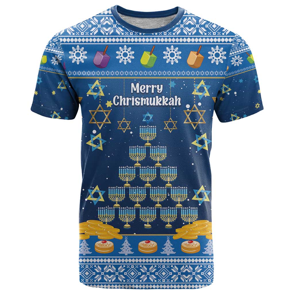 Personalised Jewish Hanukkah Xmas T Shirt Merry Chrismukkah - Wonder Print Shop
