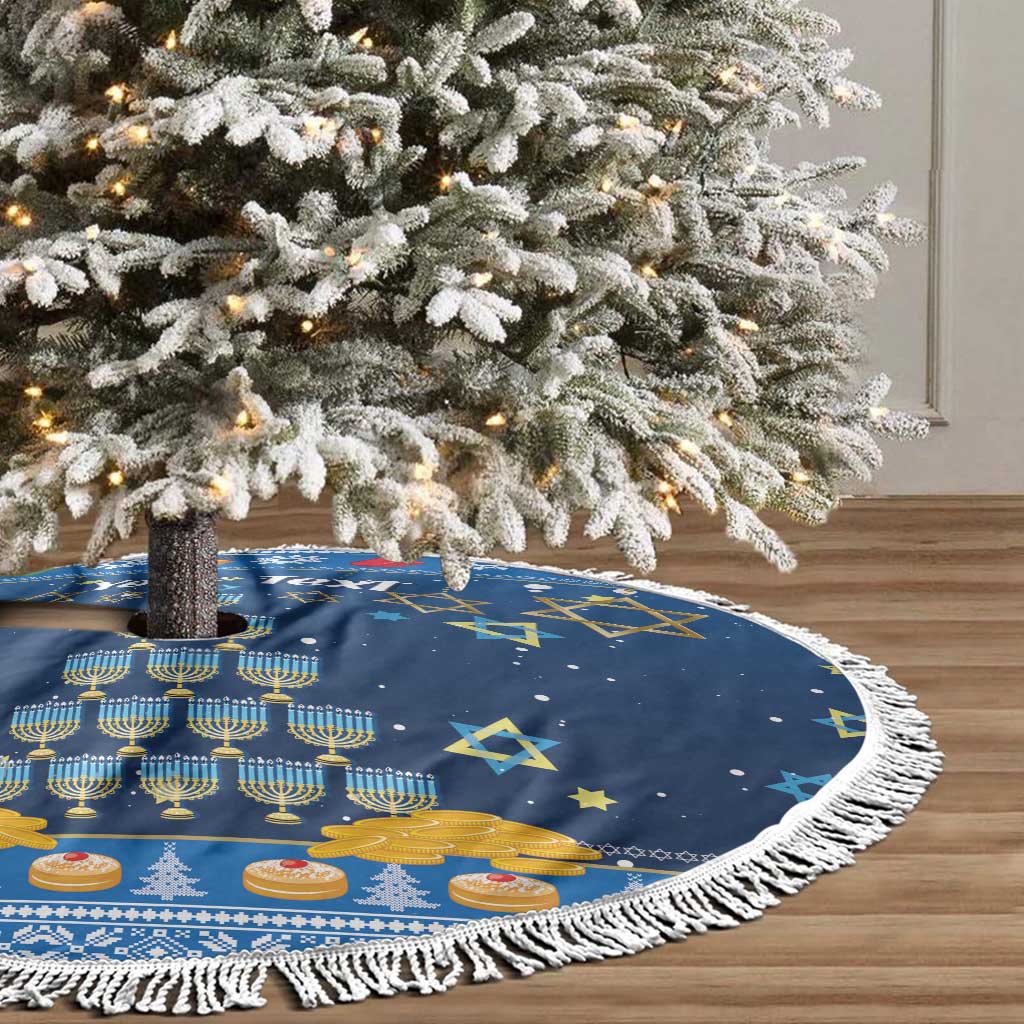 Personalised Jewish Hanukkah Xmas Tree Skirt Merry Chrismukkah - Wonder Print Shop