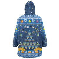 Personalised Jewish Hanukkah Xmas Wearable Blanket Hoodie Merry Chrismukkah - Wonder Print Shop