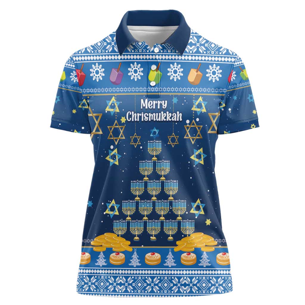 Personalised Jewish Hanukkah Xmas Women Polo Shirt Merry Chrismukkah - Wonder Print Shop