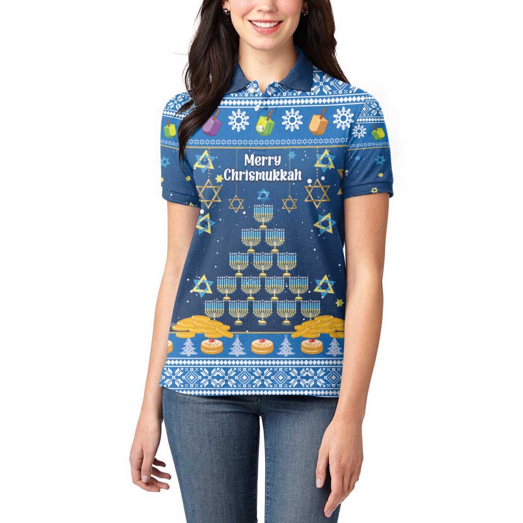 Personalised Jewish Hanukkah Xmas Women Polo Shirt Merry Chrismukkah - Wonder Print Shop
