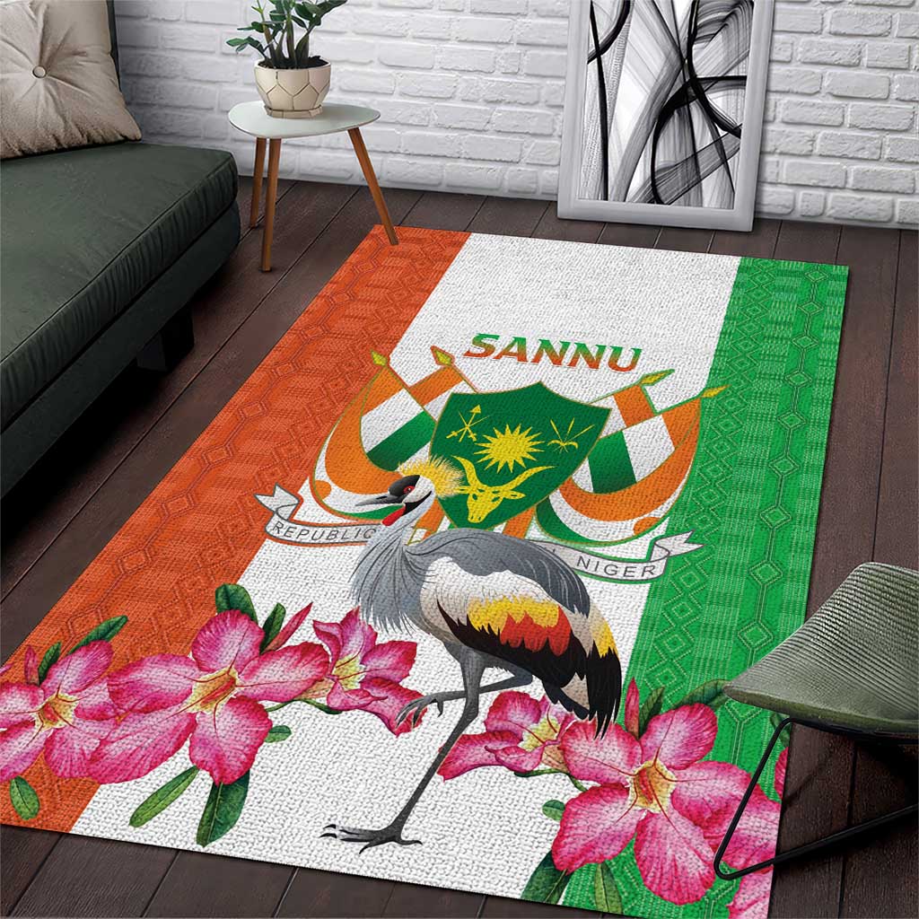 Niger Black-Crowned Crane Area Rug Coat Of Arms - Kente Pattern - Wonder Print Shop