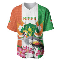 Niger Black-Crowned Crane Baseball Jersey Coat Of Arms - Kente Pattern - Wonder Print Shop