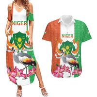 Niger Black-Crowned Crane Couples Matching Summer Maxi Dress and Hawaiian Shirt Coat Of Arms - Kente Pattern - Wonder Print Shop