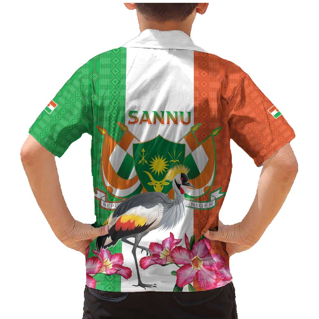 Niger Black-Crowned Crane Family Matching Mermaid Dress and Hawaiian Shirt Coat Of Arms - Kente Pattern - Wonder Print Shop