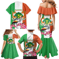 Niger Black-Crowned Crane Family Matching Mermaid Dress and Hawaiian Shirt Coat Of Arms - Kente Pattern - Wonder Print Shop