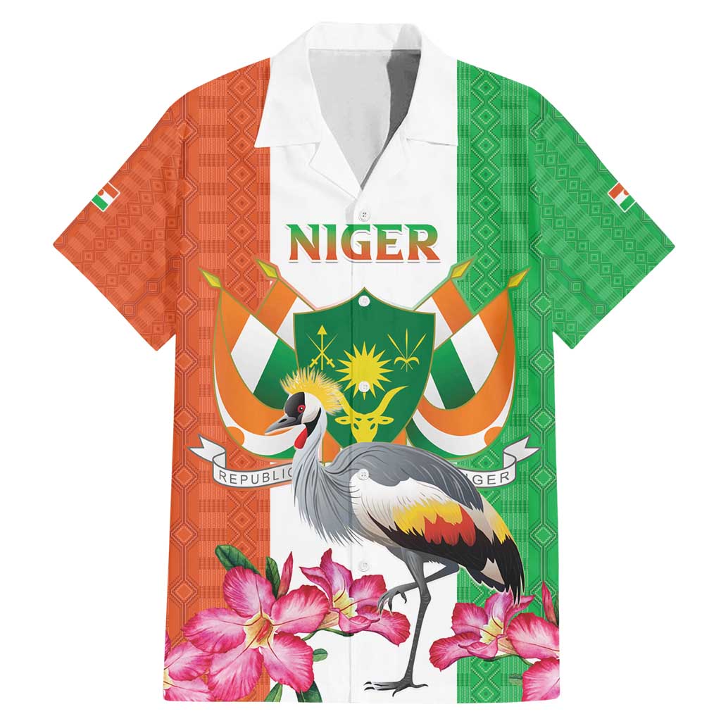 Niger Black-Crowned Crane Family Matching Mermaid Dress and Hawaiian Shirt Coat Of Arms - Kente Pattern - Wonder Print Shop