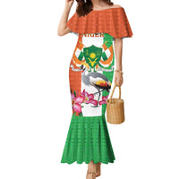 Niger Black-Crowned Crane Family Matching Mermaid Dress and Hawaiian Shirt Coat Of Arms - Kente Pattern - Wonder Print Shop