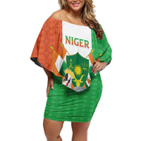 Niger Black-Crowned Crane Family Matching Off Shoulder Short Dress and Hawaiian Shirt Coat Of Arms - Kente Pattern - Wonder Print Shop
