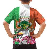 Niger Black-Crowned Crane Family Matching Puletasi and Hawaiian Shirt Coat Of Arms - Kente Pattern - Wonder Print Shop