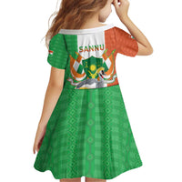 Niger Black-Crowned Crane Family Matching Puletasi and Hawaiian Shirt Coat Of Arms - Kente Pattern - Wonder Print Shop