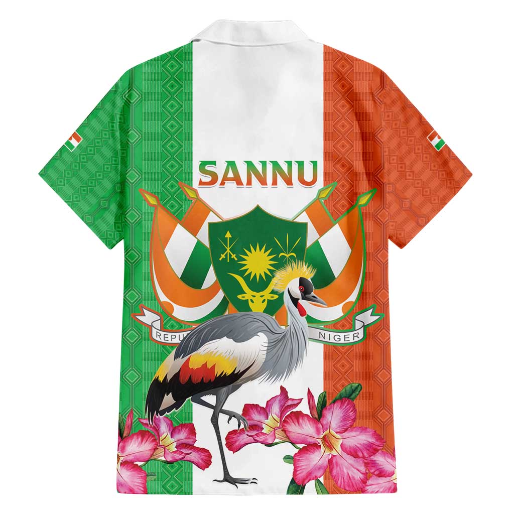 Niger Black-Crowned Crane Family Matching Puletasi and Hawaiian Shirt Coat Of Arms - Kente Pattern - Wonder Print Shop