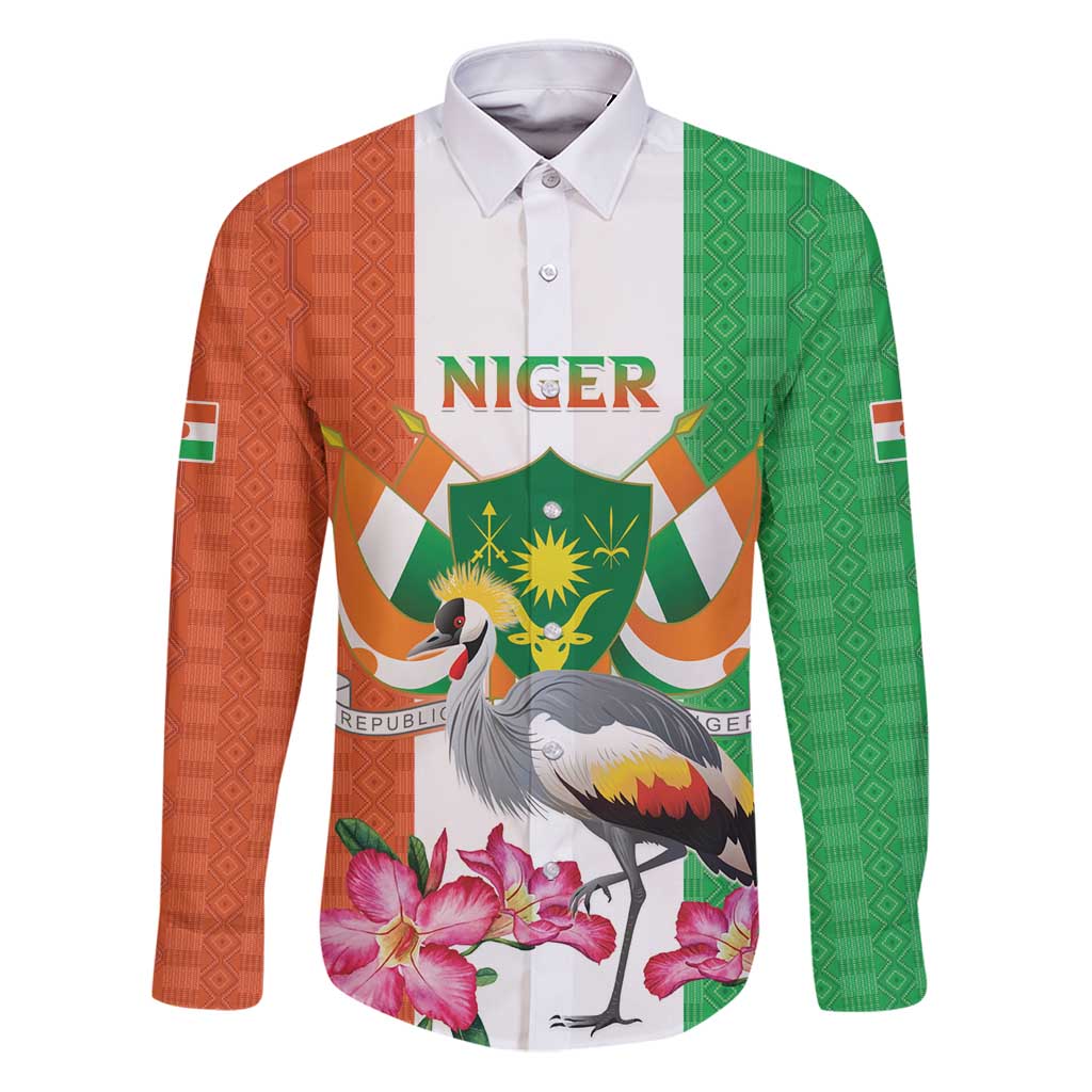 Niger Black-Crowned Crane Family Matching Puletasi and Hawaiian Shirt Coat Of Arms - Kente Pattern - Wonder Print Shop