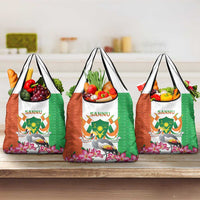 Niger Black-Crowned Crane Grocery Bag Coat Of Arms - Kente Pattern