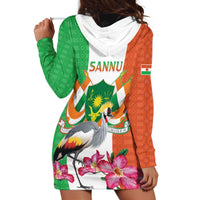 Niger Black-Crowned Crane Hoodie Dress Coat Of Arms - Kente Pattern - Wonder Print Shop