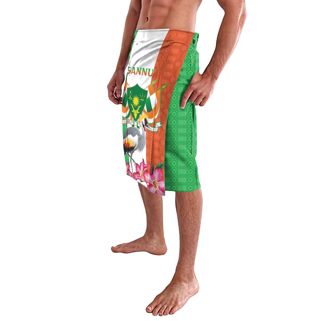 Niger Black-Crowned Crane Lavalava Coat Of Arms - Kente Pattern - Wonder Print Shop