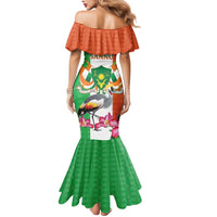Niger Black-Crowned Crane Mermaid Dress Coat Of Arms - Kente Pattern - Wonder Print Shop
