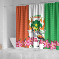 Niger Black-Crowned Crane Shower Curtain Coat Of Arms - Kente Pattern
