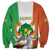 Niger Black-Crowned Crane Sweatshirt Coat Of Arms - Kente Pattern - Wonder Print Shop