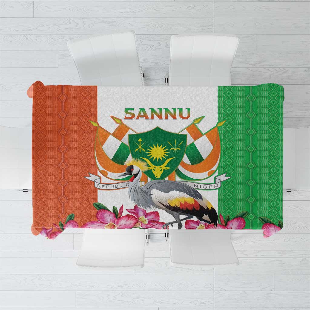 Niger Black-Crowned Crane Tablecloth Coat Of Arms - Kente Pattern - Wonder Print Shop