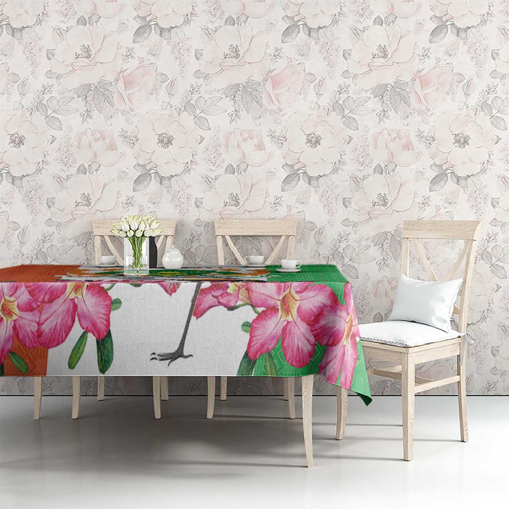 Niger Black-Crowned Crane Tablecloth Coat Of Arms - Kente Pattern - Wonder Print Shop