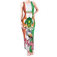 Niger Black-Crowned Crane Tank Maxi Dress Coat Of Arms - Kente Pattern - Wonder Print Shop