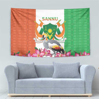 Niger Black-Crowned Crane Tapestry Coat Of Arms - Kente Pattern - Wonder Print Shop