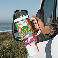 Niger Black-Crowned Crane Tumbler With Handle Coat Of Arms - Kente Pattern - Wonder Print Shop