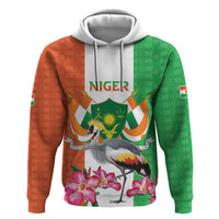 Niger Black-Crowned Crane Zip Hoodie Coat Of Arms - Kente Pattern - Wonder Print Shop