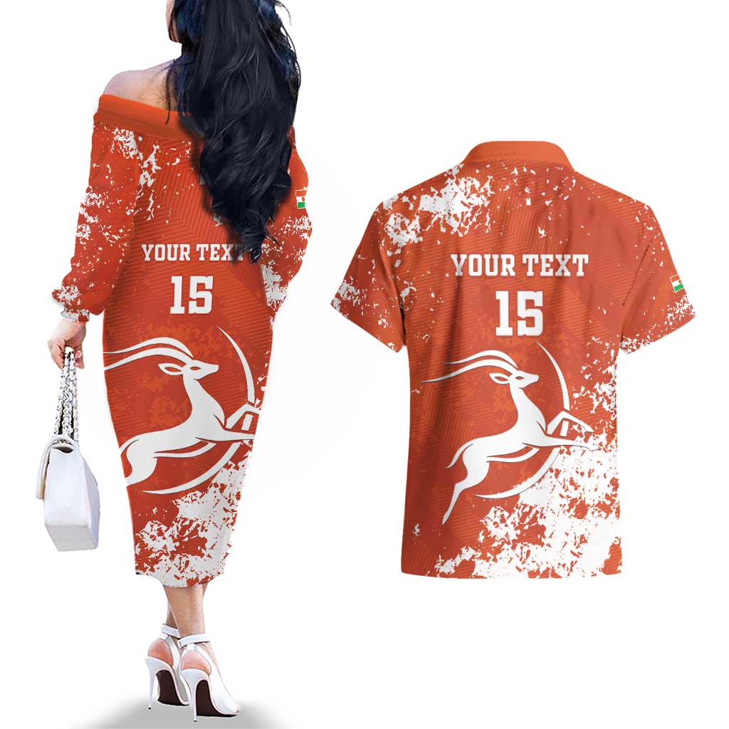 Custom Niger Football Couples Matching Off The Shoulder Long Sleeve Dress and Hawaiian Shirt Go Menas - Wonder Print Shop