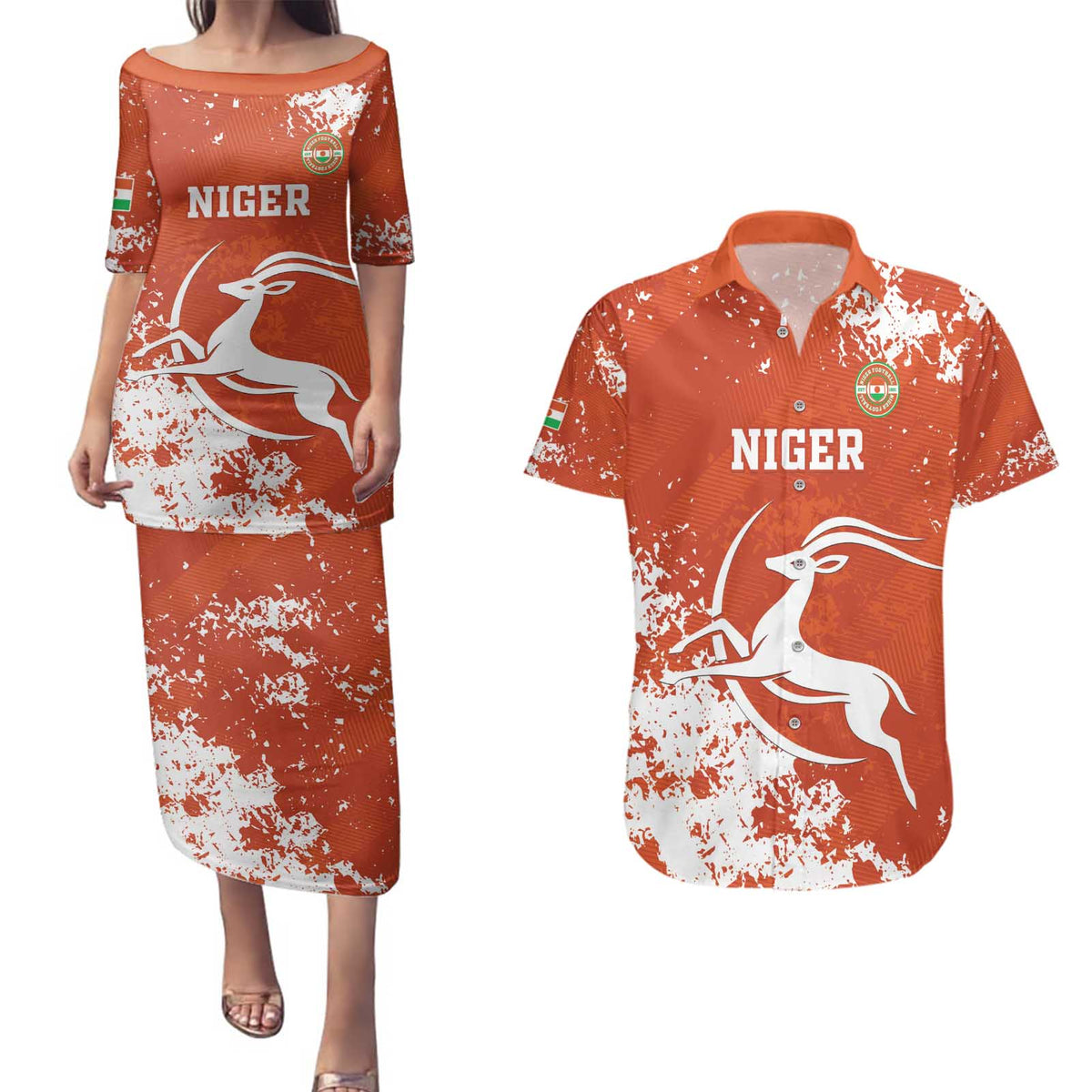 Custom Niger Football Couples Matching Puletasi and Hawaiian Shirt Go Menas - Wonder Print Shop