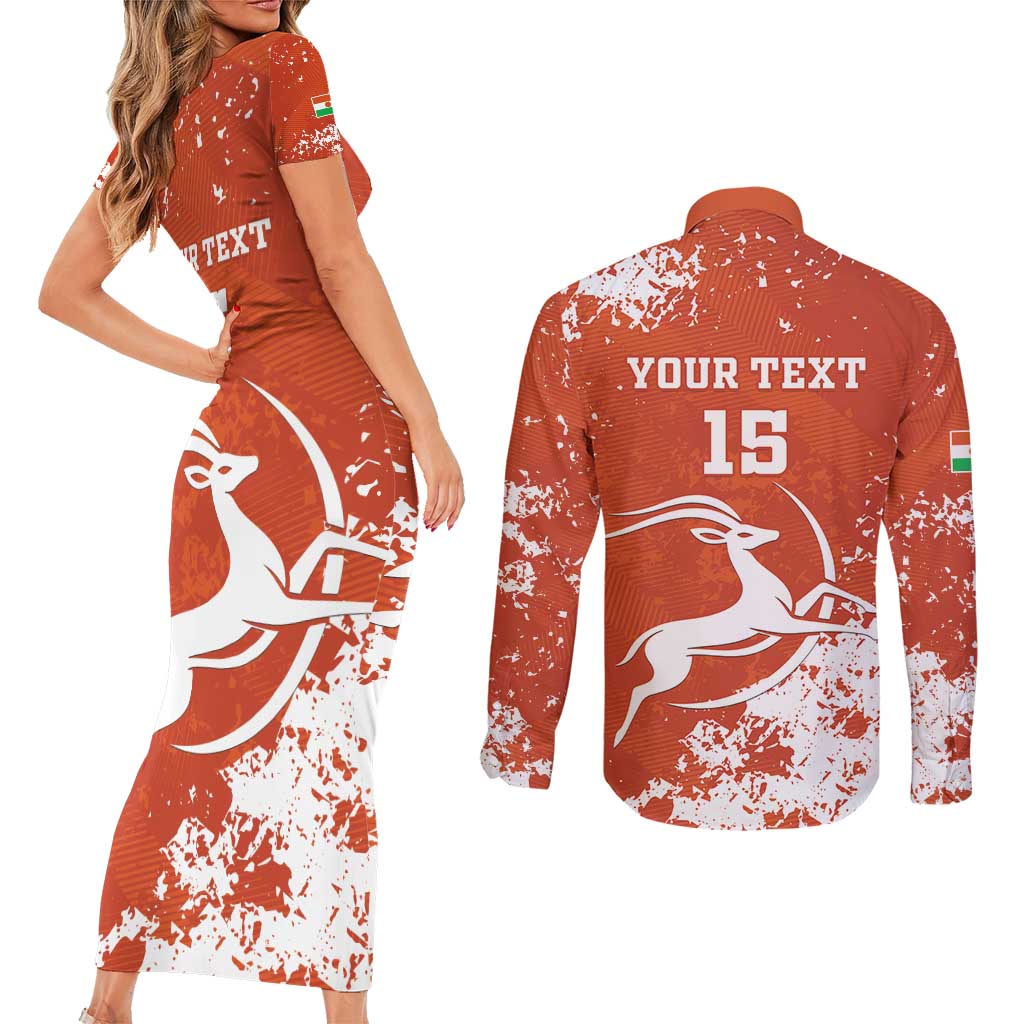 Custom Niger Football Couples Matching Short Sleeve Bodycon Dress and Long Sleeve Button Shirt Go Menas - Wonder Print Shop