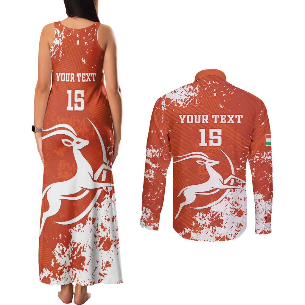 Custom Niger Football Couples Matching Tank Maxi Dress and Long Sleeve Button Shirt Go Menas - Wonder Print Shop