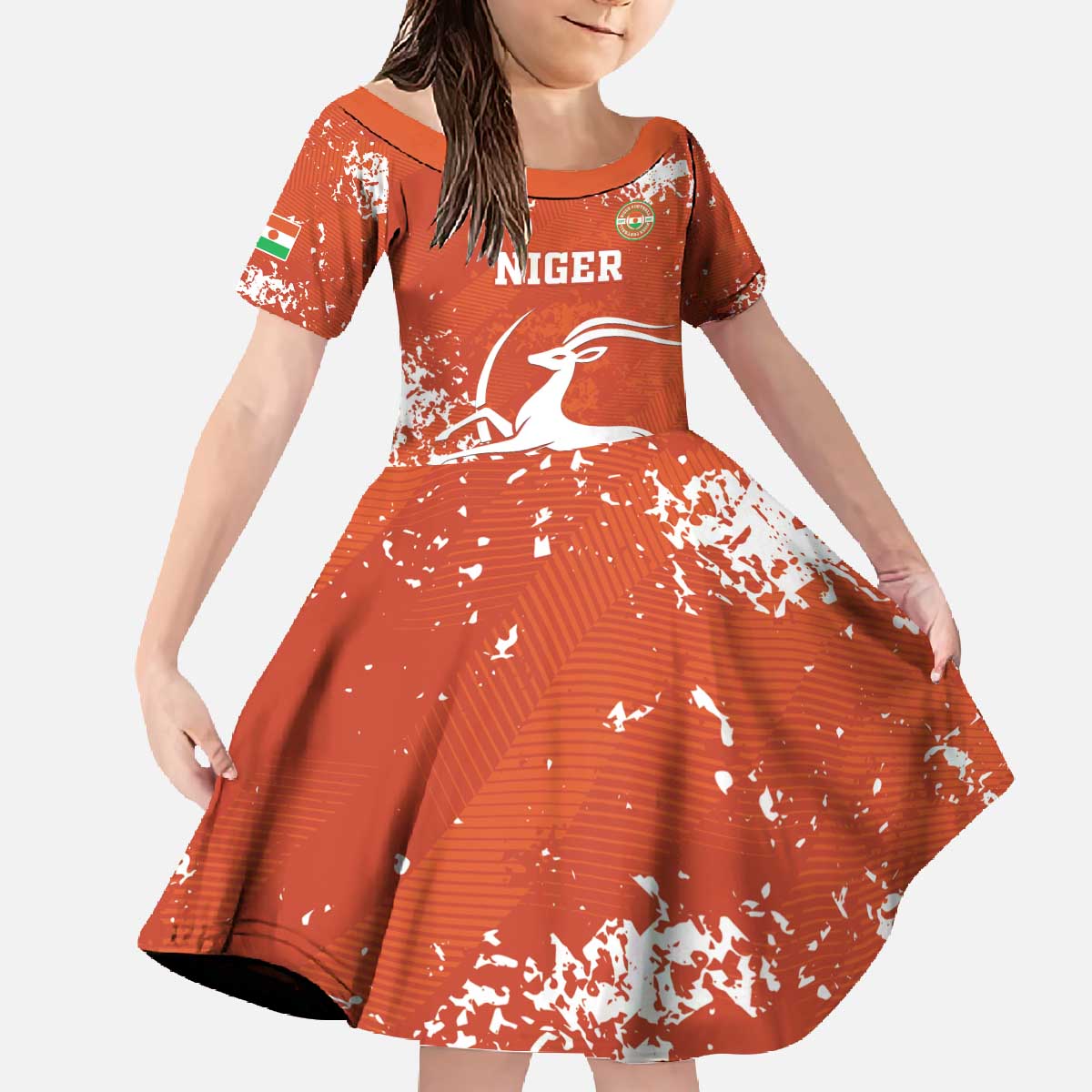 Custom Niger Football Family Matching Off The Shoulder Long Sleeve Dress and Hawaiian Shirt Go Menas - Wonder Print Shop