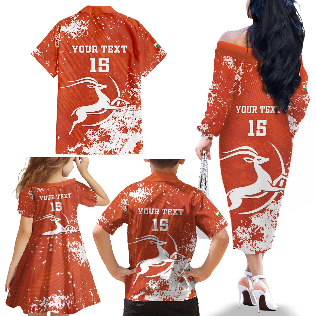 Custom Niger Football Family Matching Off The Shoulder Long Sleeve Dress and Hawaiian Shirt Go Menas - Wonder Print Shop