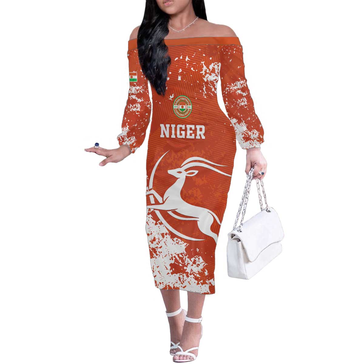 Custom Niger Football Family Matching Off The Shoulder Long Sleeve Dress and Hawaiian Shirt Go Menas - Wonder Print Shop