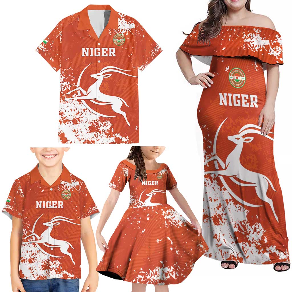 Custom Niger Football Family Matching Off Shoulder Maxi Dress and Hawaiian Shirt Go Menas - Wonder Print Shop