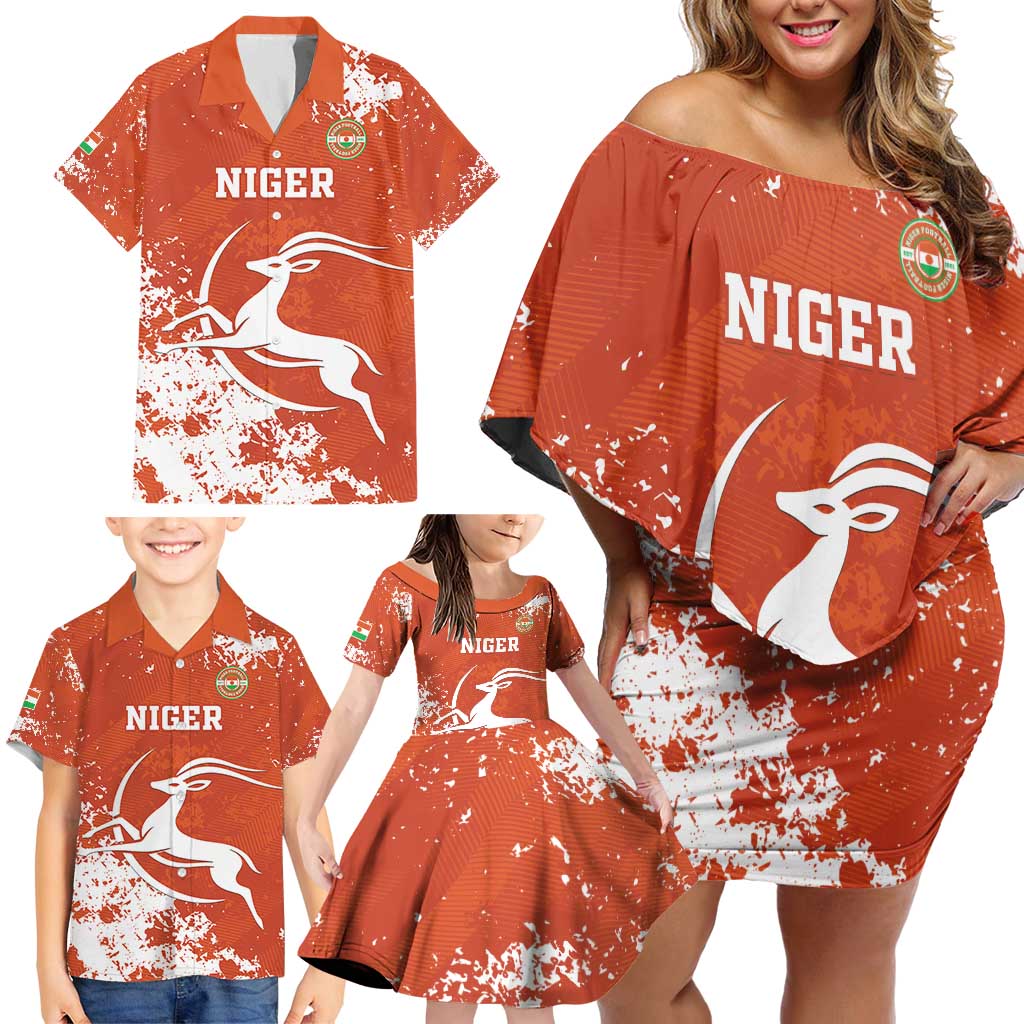 Custom Niger Football Family Matching Off Shoulder Short Dress and Hawaiian Shirt Go Menas - Wonder Print Shop