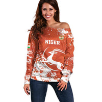 Custom Niger Football Off Shoulder Sweater Go Menas - Wonder Print Shop