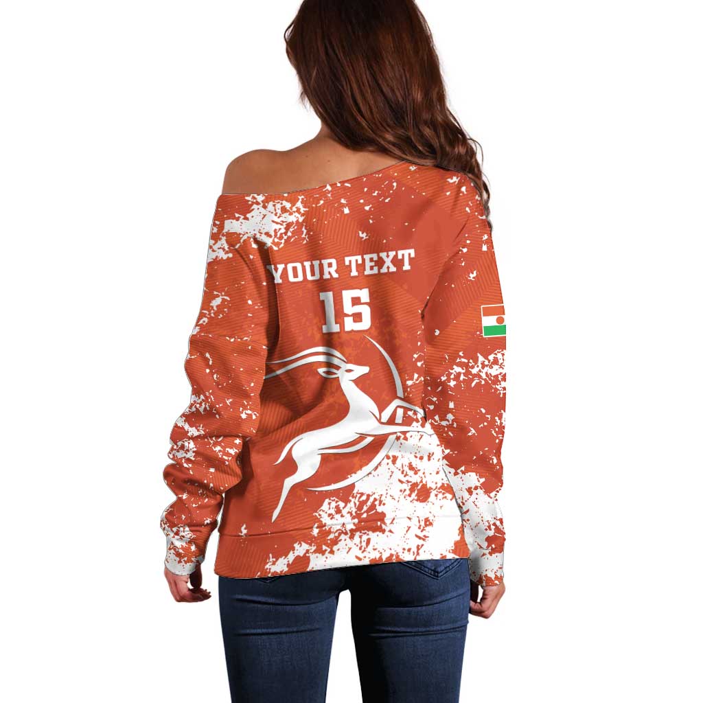 Custom Niger Football Off Shoulder Sweater Go Menas - Wonder Print Shop