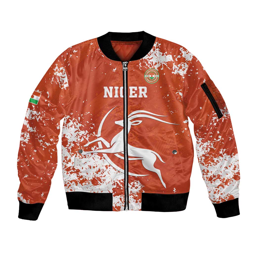 Custom Niger Football Sleeve Zip Bomber Jacket Go Menas - Wonder Print Shop
