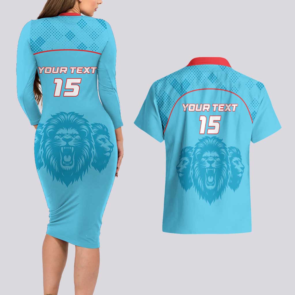 Custom South Africa Pretoria Cricket Couples Matching Long Sleeve Bodycon Dress and Hawaiian Shirt Roar Saam More - This Is Pretoria - Wonder Print Shop