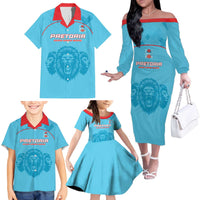Custom South Africa Pretoria Cricket Family Matching Off The Shoulder Long Sleeve Dress and Hawaiian Shirt Roar Saam More - This Is Pretoria - Wonder Print Shop