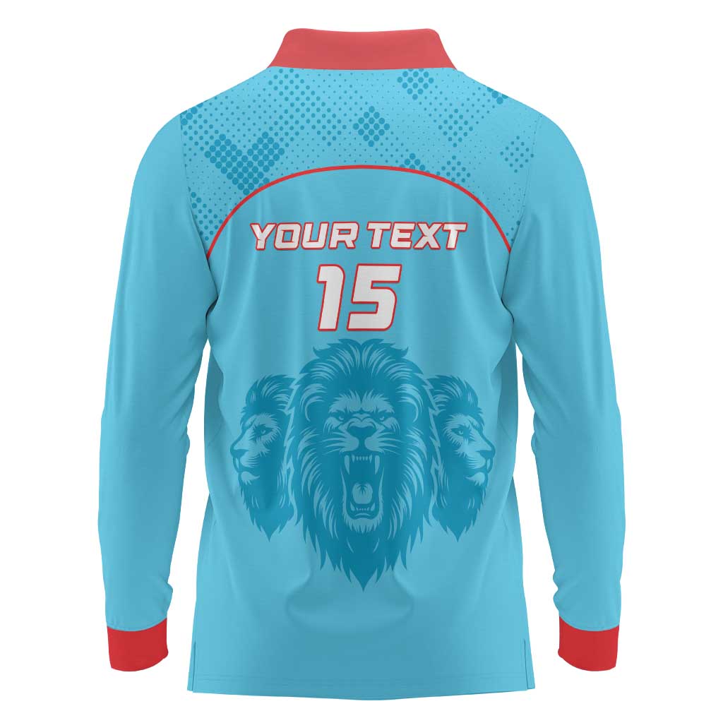Custom South Africa Pretoria Cricket Long Sleeve Polo Shirt Roar Saam More - This Is Pretoria - Wonder Print Shop
