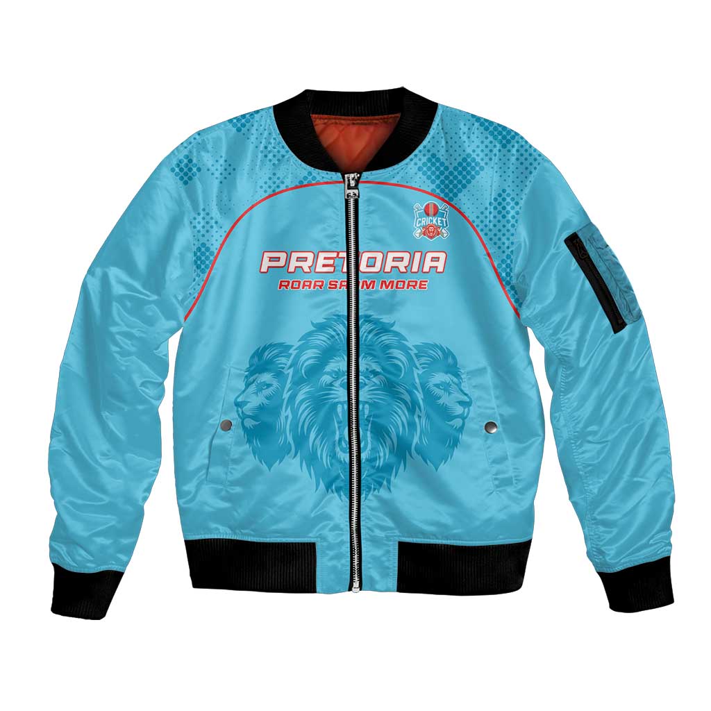 Custom South Africa Pretoria Cricket Sleeve Zip Bomber Jacket Roar Saam More - This Is Pretoria - Wonder Print Shop