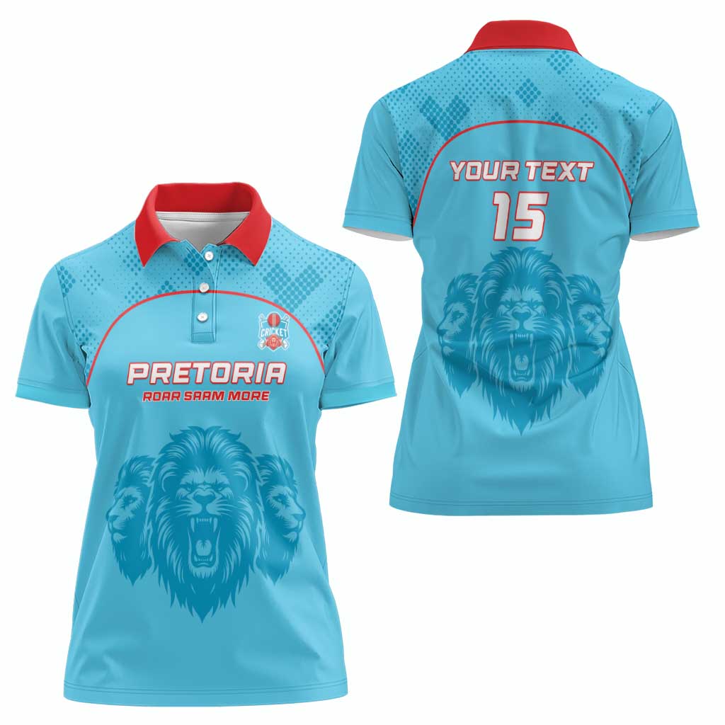 Custom South Africa Pretoria Cricket Women Polo Shirt Roar Saam More - This Is Pretoria - Wonder Print Shop