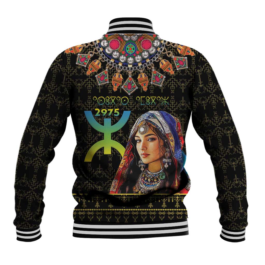 Happy Amazigh New Year Baseball Jacket With Women Amazigh - Berber Pattern - Wonder Print Shop