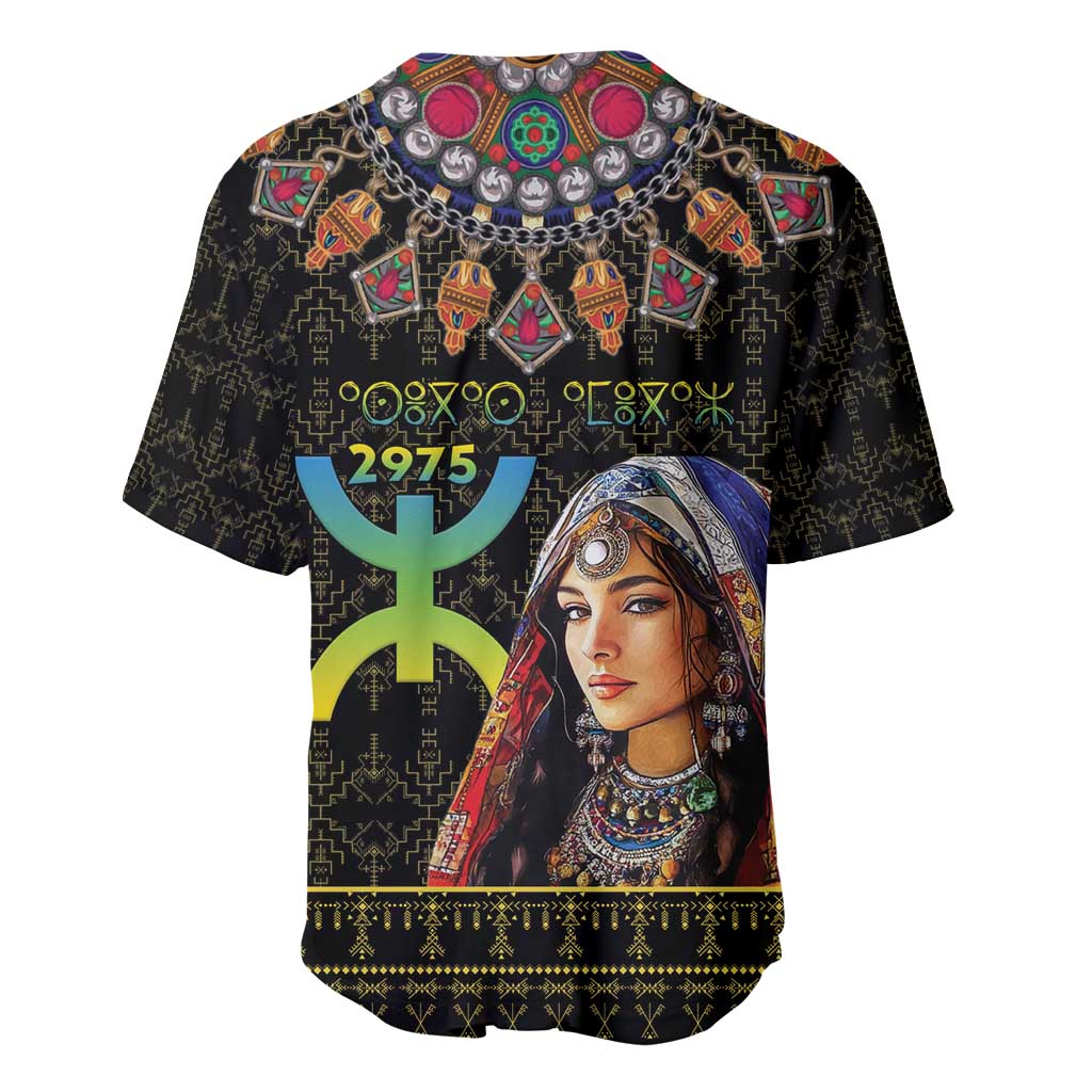 Happy Amazigh New Year Baseball Jersey With Women Amazigh - Berber Pattern - Wonder Print Shop