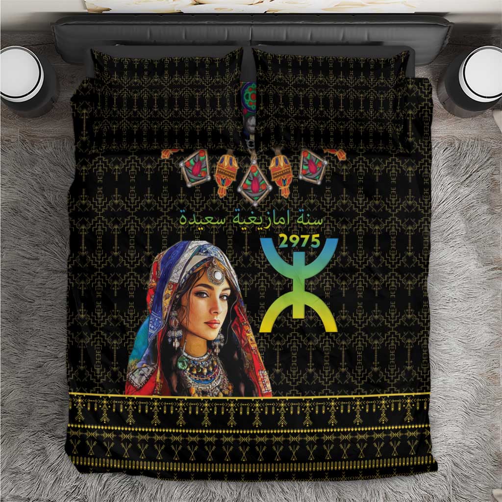 Happy Amazigh New Year Bedding Set With Women Amazigh - Berber Pattern - Wonder Print Shop