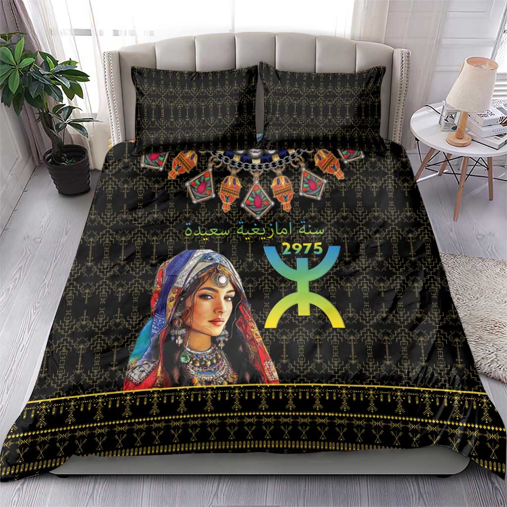 Happy Amazigh New Year Bedding Set With Women Amazigh - Berber Pattern - Wonder Print Shop